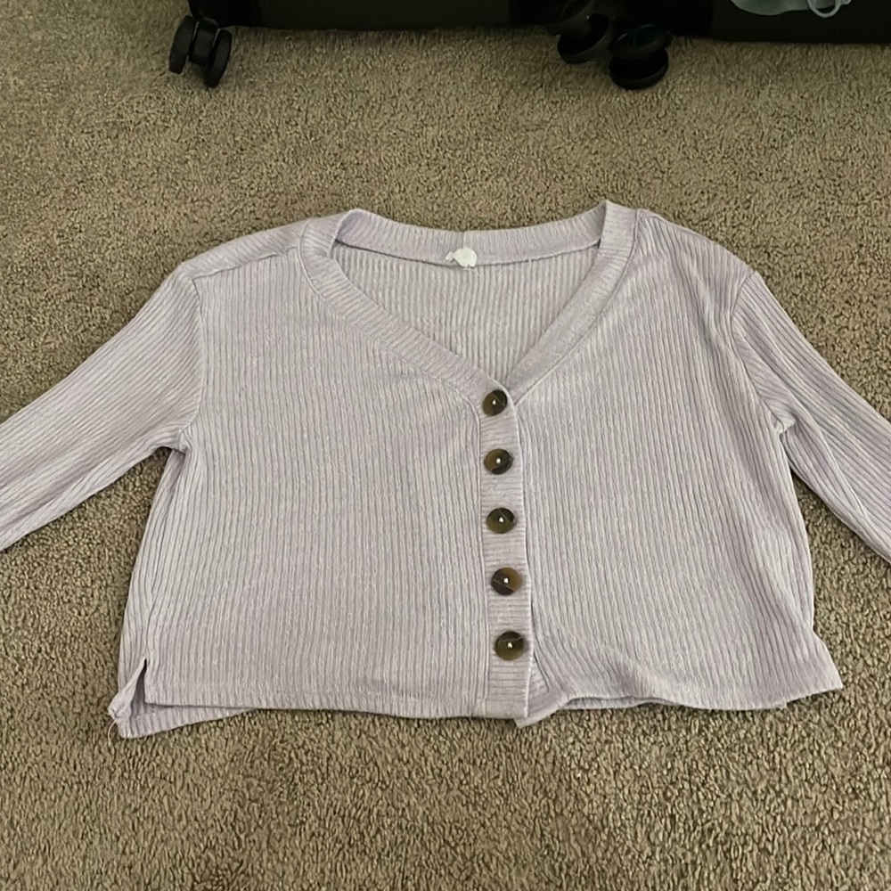Purple garage cropped sweater